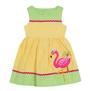 Rare Editions Baby Girls Flamingo Seersucker Dress